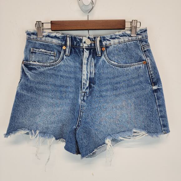 Blank NYC Cut Off Distressed Denim Shorts Size 28" High Rise Relaxed Retro 90s - Picture 1 of 11
